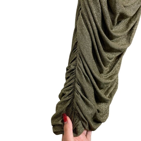 Laura Byrnes California Monica Pinup Ruched Wiggle Dress Gold Olive S - Picture 11 of 14